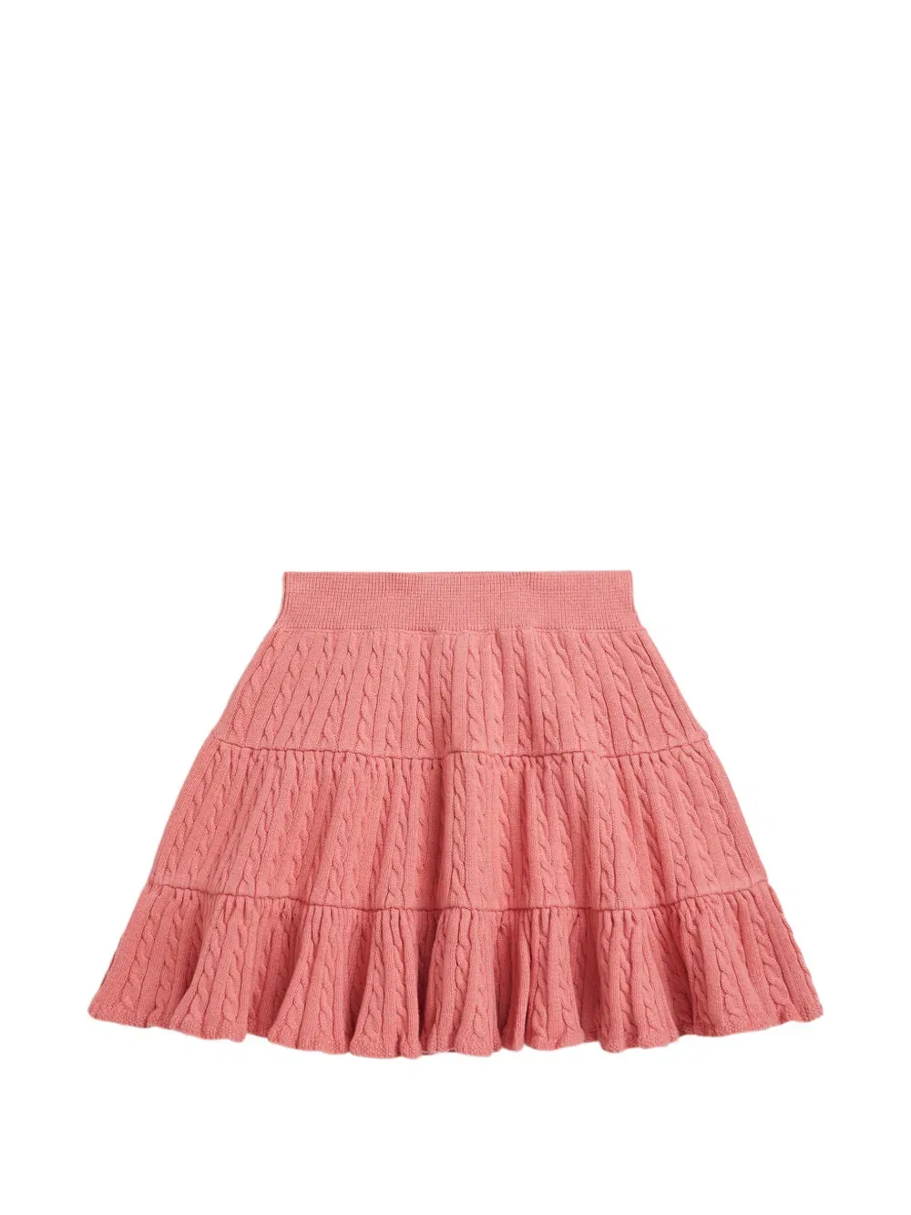 Многоярусная хлопковая мини-юбка с косами Polo Ralph Lauren Kids, розовый — фото 2