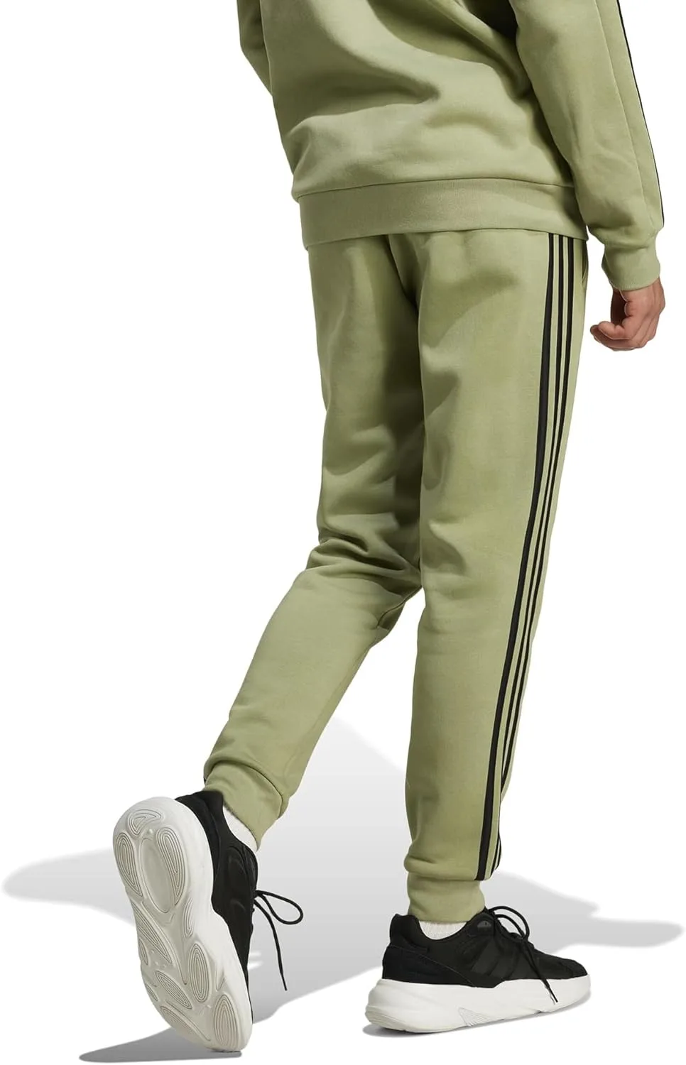 Мужские спортивные брюки Adidas Essentials из флиса в полоску, тренировочные, повседневные - синие — фото 2