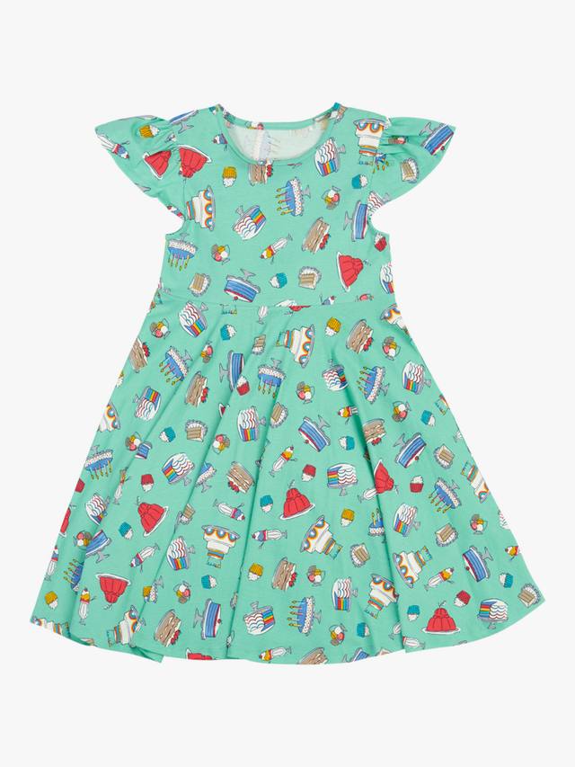 

Детское платье с принтом morwenna из органического хлопка для выпечки Frugi, синий/разноцветный