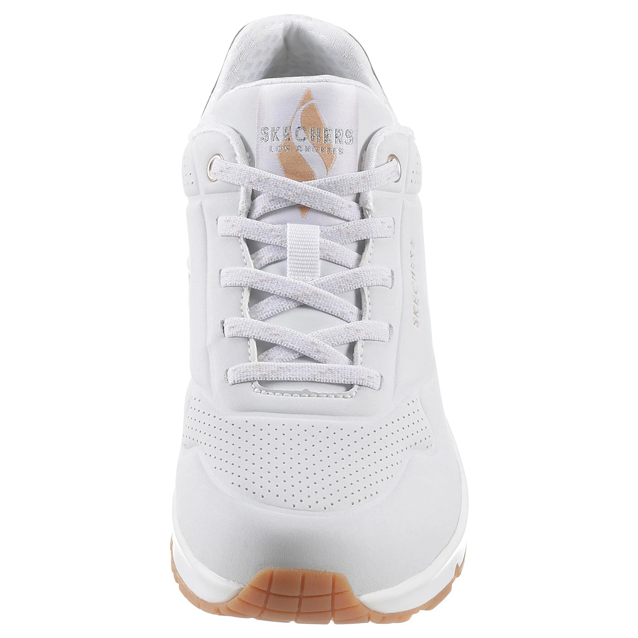 Слипоны Skechers "UNO SHIMMER AWAY", тапочки, повседневная обувь, полуботинки на модной танкетке, белый — фото 4