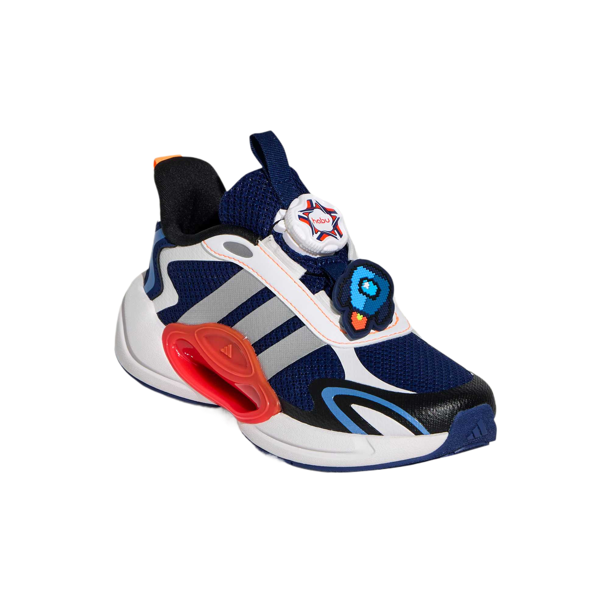 Galaxy Fabric низкие повседневные кроссовки Kids' Adidas, темно-синий/metallic серебро/bright оранжевый желтый — фото 4