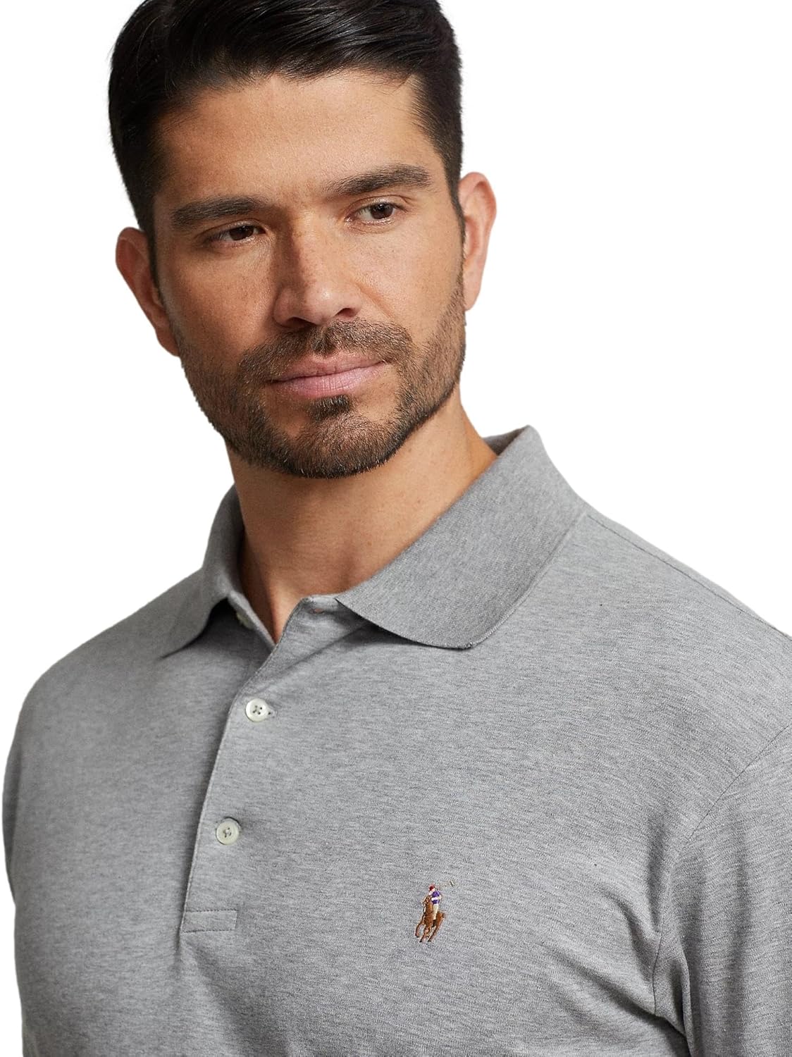 POLO RALPH LAUREN мужская с вышивкой, Grey Heather With Multi-Colored Signature Pony. — фото 4