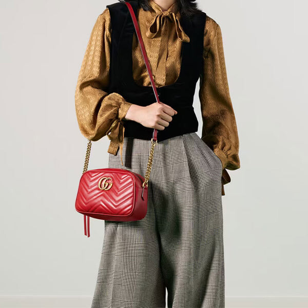 Женская сумка Gucci GG Marmont Small, красная — фото 4