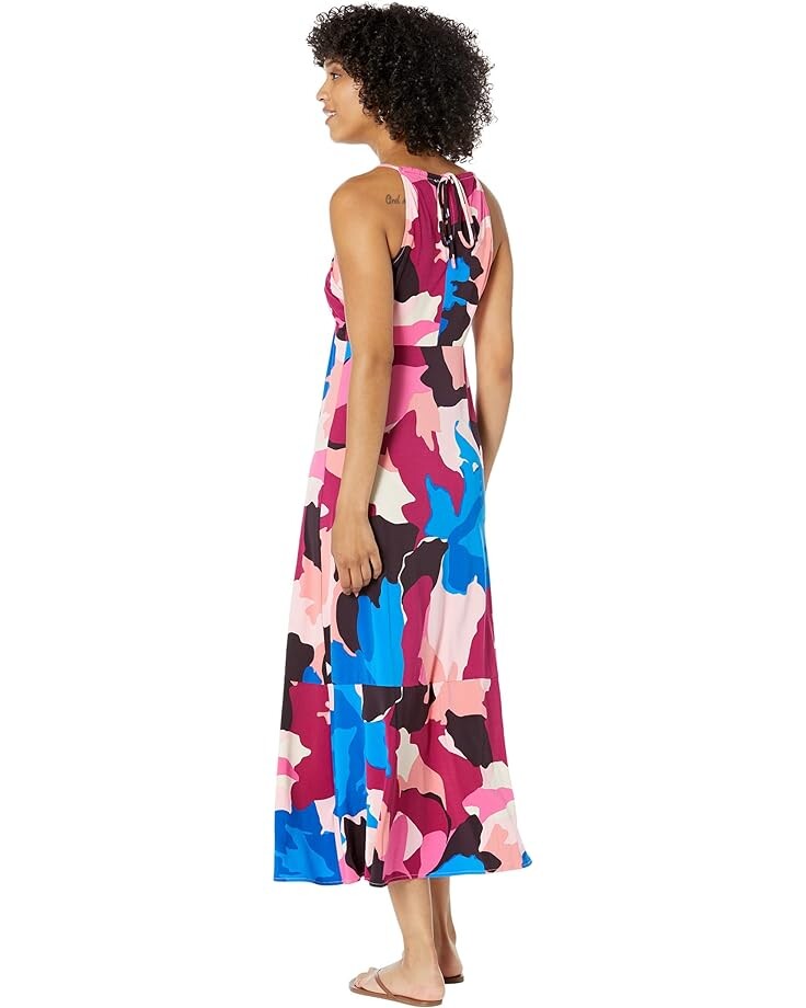 

Платье Donna Morgan Printed Halter Midi Dress, цвет Beige/Magenta