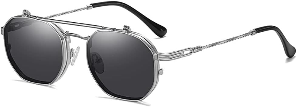 

2027 - Ретро-метал-панк, многоугольные квадратные мужские солнцезащитные очки, модные женские солнцезащитные очки с прозрачными линзами, защищающие от УФ-излучения UV400 MTZJH, One Color