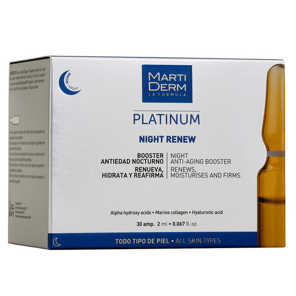 

Ночной антивозрастной крем для лица в ампулах, 30x2 мл/1 упаковка. Martiderm Platinum night renew