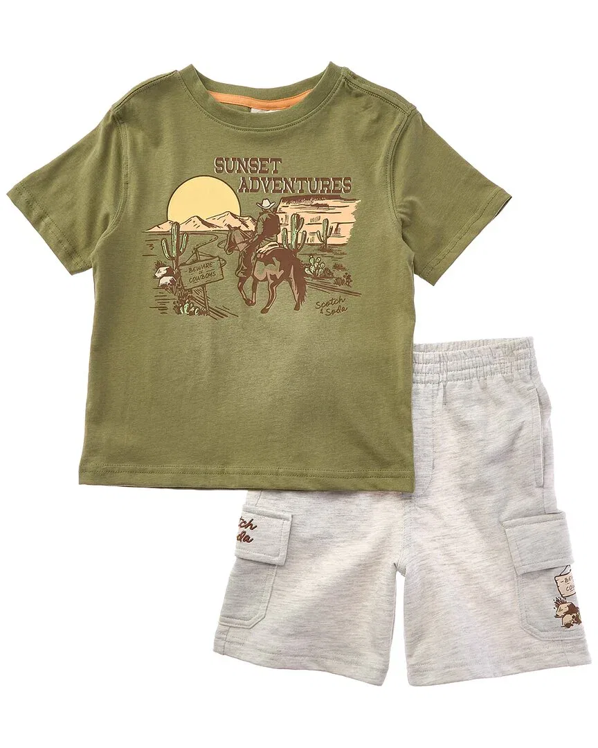 Комплект Scotch & Soda из рубашки и шорт (2 предмета), коричневый — фото 2