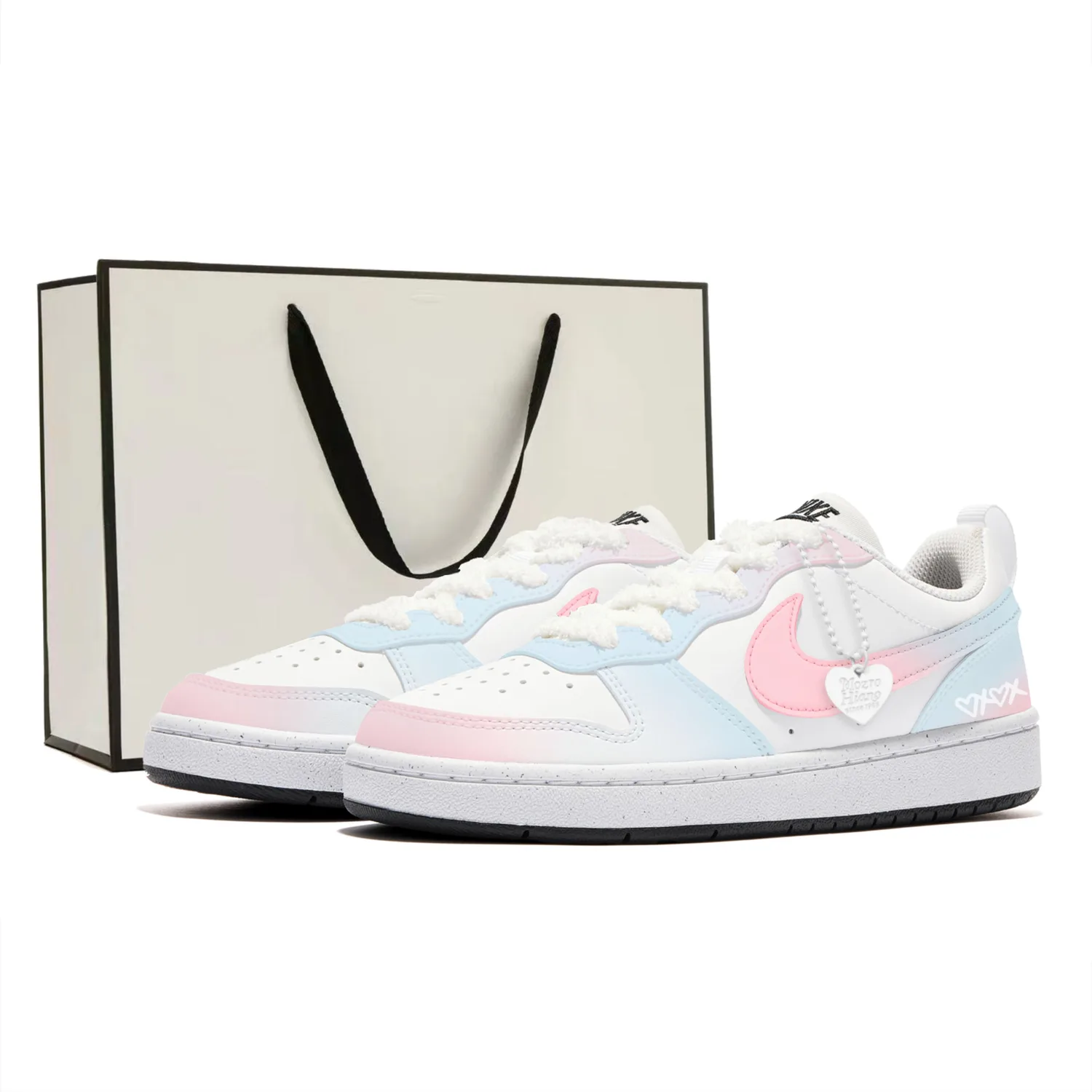 Кроссовки для скейтбординга Court Borough с противоскользящей подошвой Nike, Pink Blue Shopping Bag