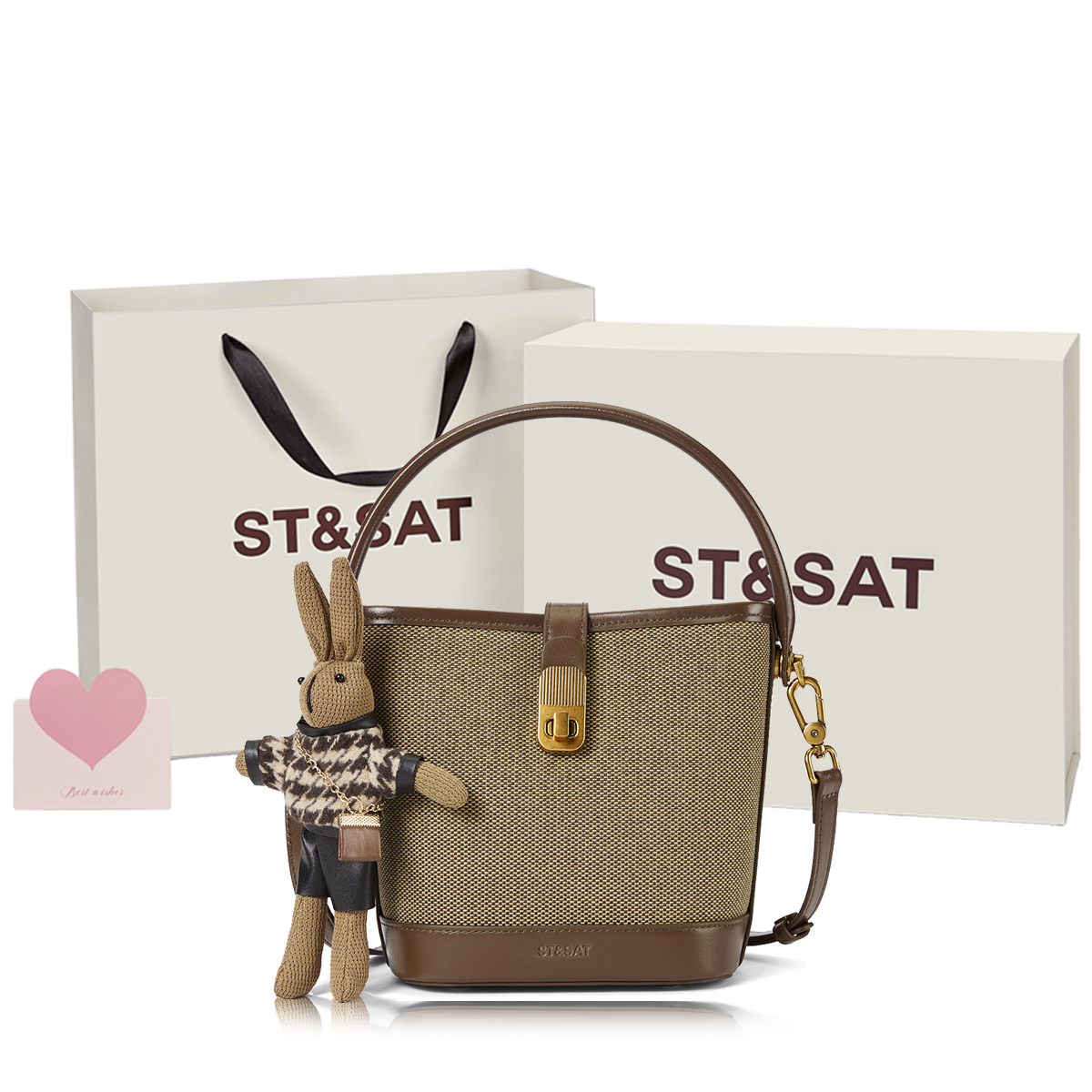 

Сумка через плечо из ткани, женская сумка-кроссбоди, многоцветная ST&SAT, кофейный