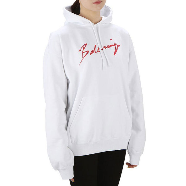 Свитер ss21 classic logo hooded long sleeves hoodie white Balenciaga, белый — фото 4