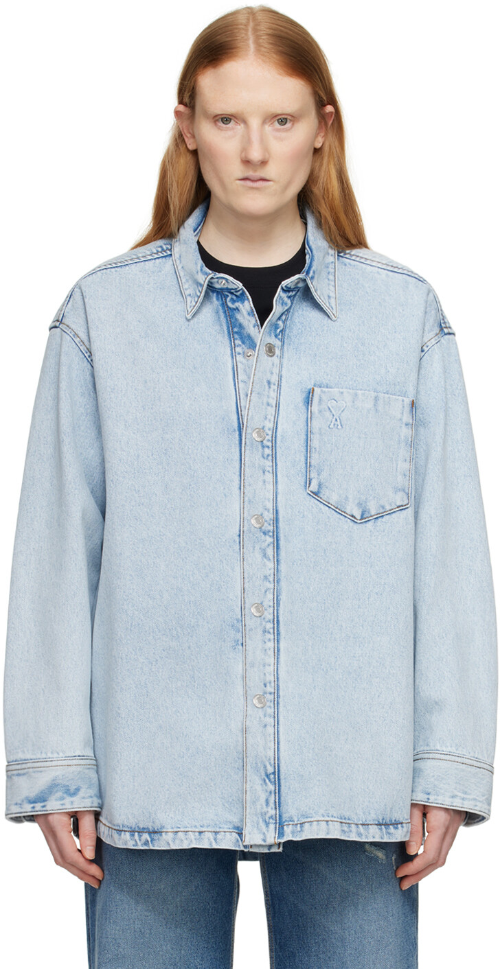 

Синяя джинсовая куртка Ami de Cœur Ami Paris, цвет Bleached blue