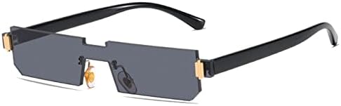 

Маленькие солнцезащитные очки для женщин в стиле ретро-винтаж, цельные солнцезащитные очки без оправы для мужчин, прозрачные и розовые, с защитой от УФ-излучения UV400 MTZJH, Black Grey