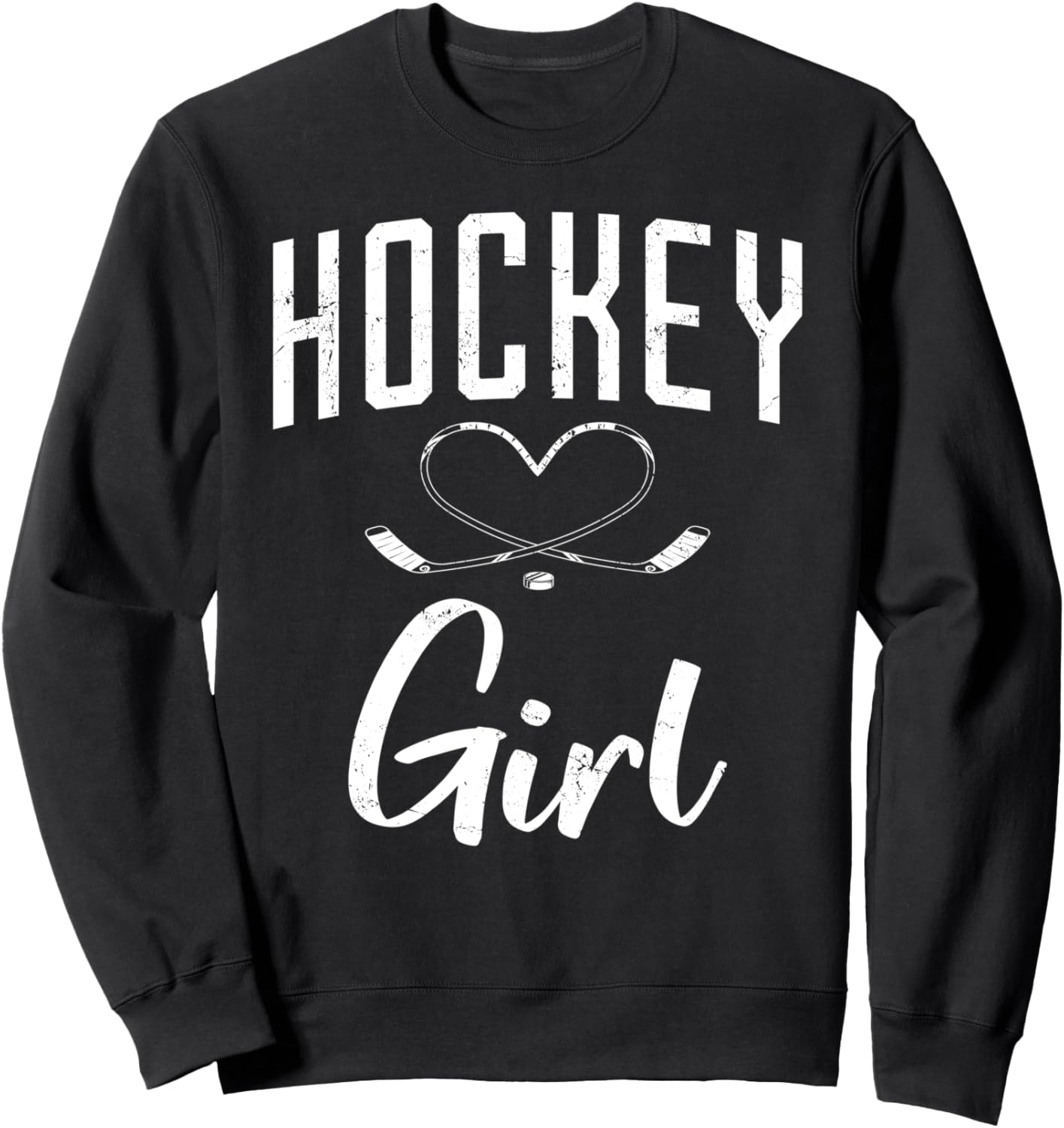 

Винтажная толстовка с изображением хоккеистки и сердечком Ice Hockey Player Da0, черный