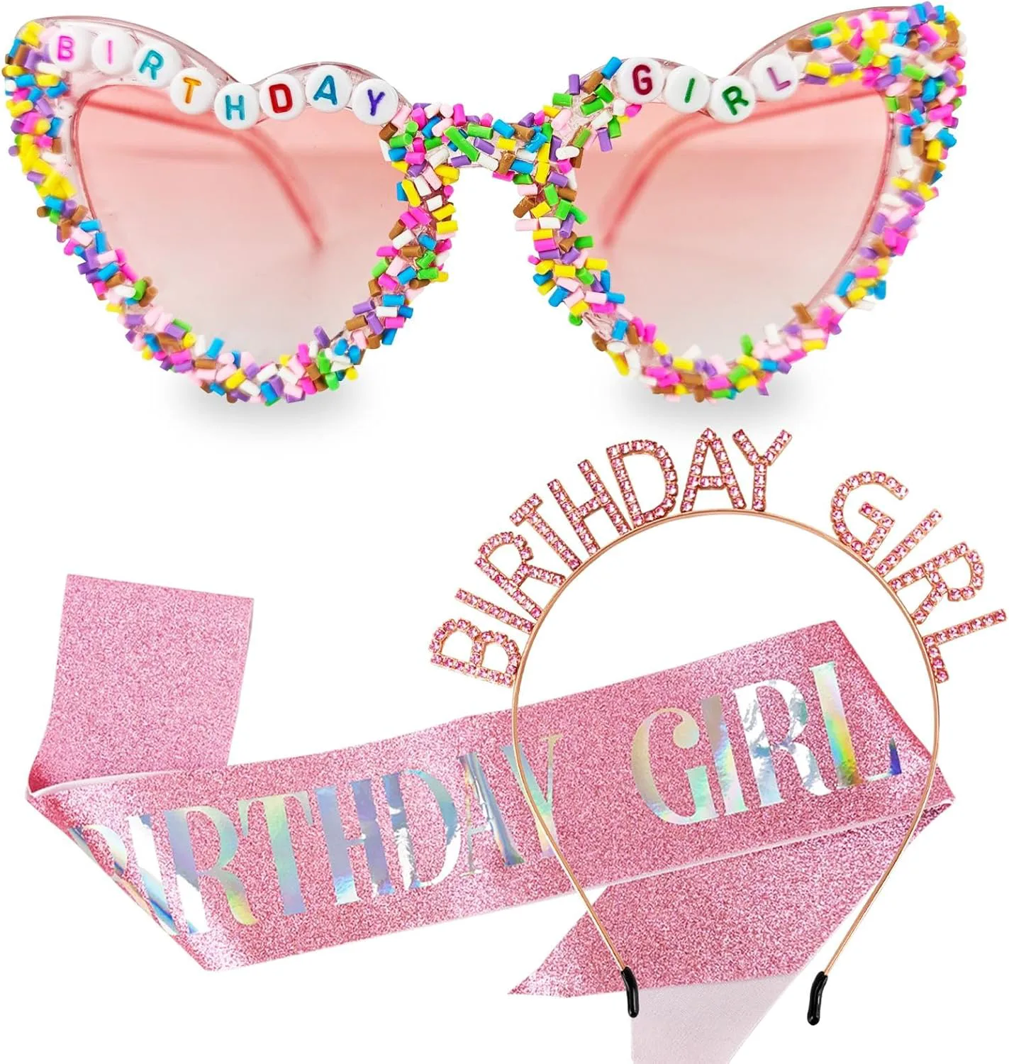 

Набор «Корона из солнцезащитных очков для именинницы» – розовая диадема с поясом, подарок на день рождения для девочки, украшение для вечеринки Daxilonyz, Pink