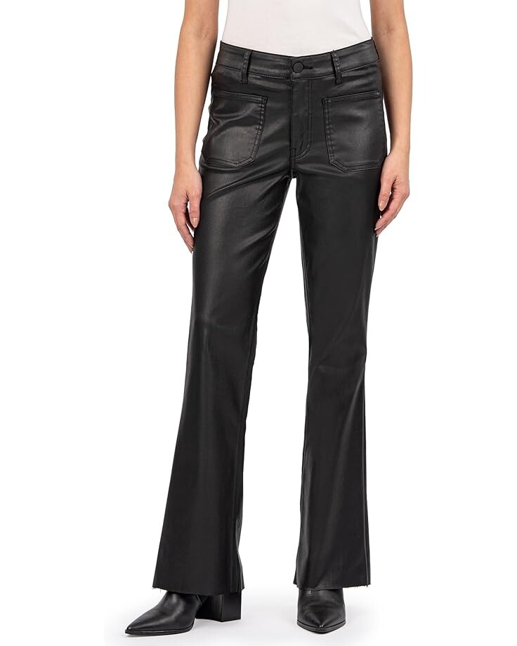 

Брюки KUT from the Kloth Stella High-Rise Flare Raw Hem In Black, черный