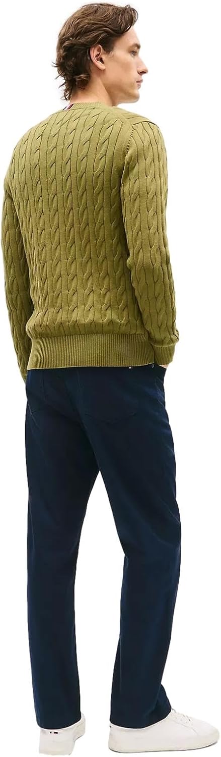 Коллекция мужских культовых свитеров Tommy Hilfiger Cable Knit 2024 года, Uniform Olive — фото 2