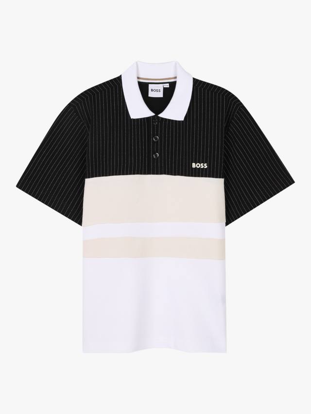 

BOSS Kids поло с цветными блоками и полосками HUGO BOSS, Black