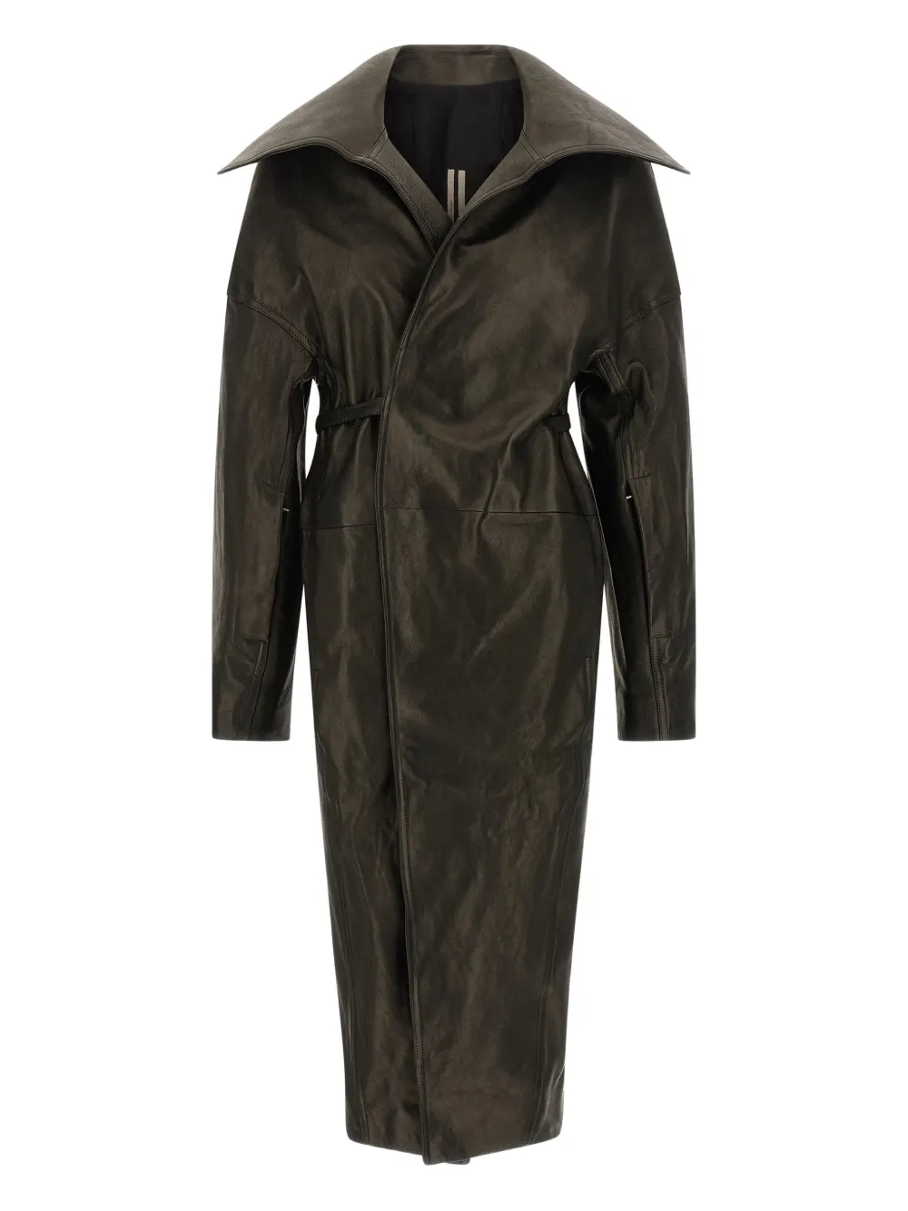 

Кожаное пальто с поясом и воротником "Дракула" Rick Owens, черный