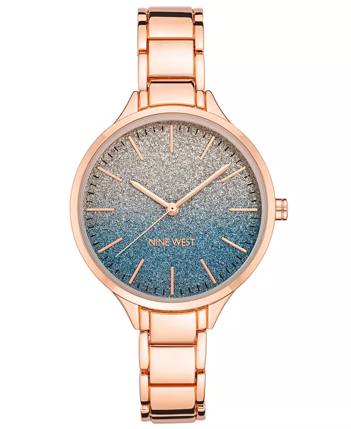 

Женские часы Quartz с браслетом из звеньев сплава розового золота, 36 мм Nine West
