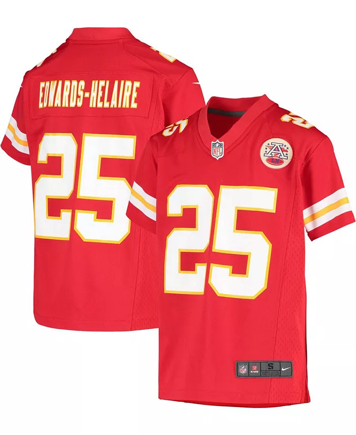 

Футболка игровая Kansas City Chiefs Clyde Edwards-Helaire для подростков Nike, красный