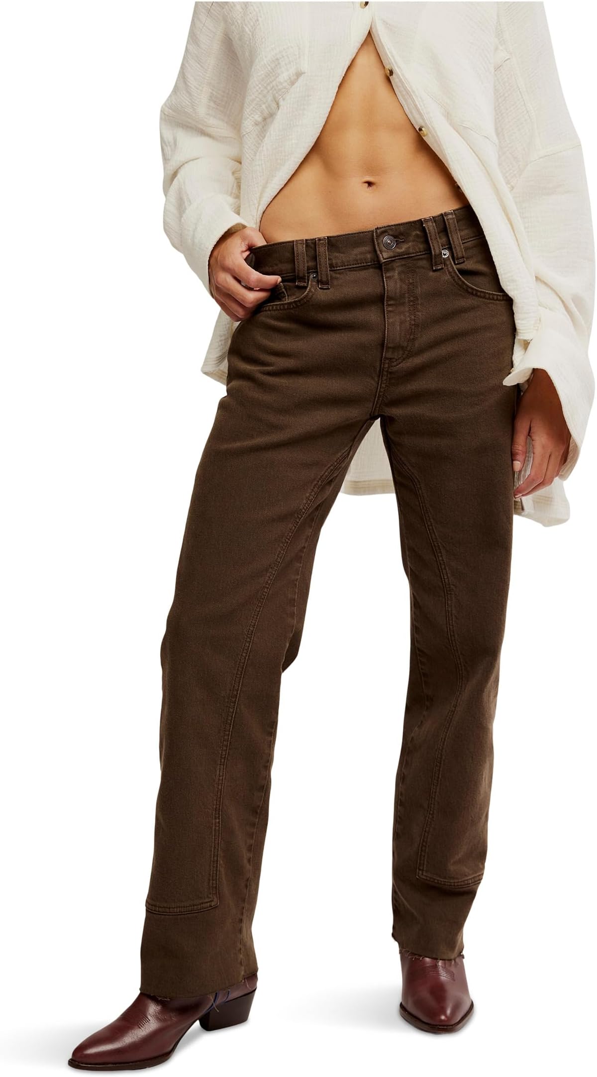 

Джинсы Free People RISK TAKER MID-RISE STRAIGHT, цвет Workwear Brown