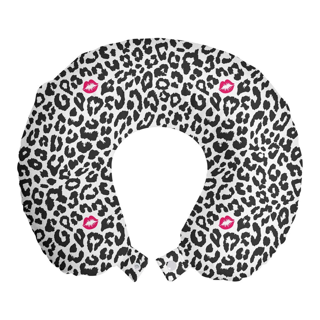 

ABAKUHAUS Safari Travel Pillow Подушка для шеи, Cheetah Leopard Kiss, Пенопластовые дорожные принадлежности для самолета и автомобиля, 30x30 см, Угольно-серый розовый