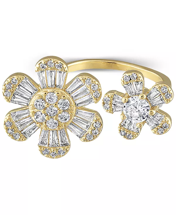 

Кольцо с регулируемой подвеской в виде цветка из кубического циркония на металлическом тоне меди Ben Oni, gold