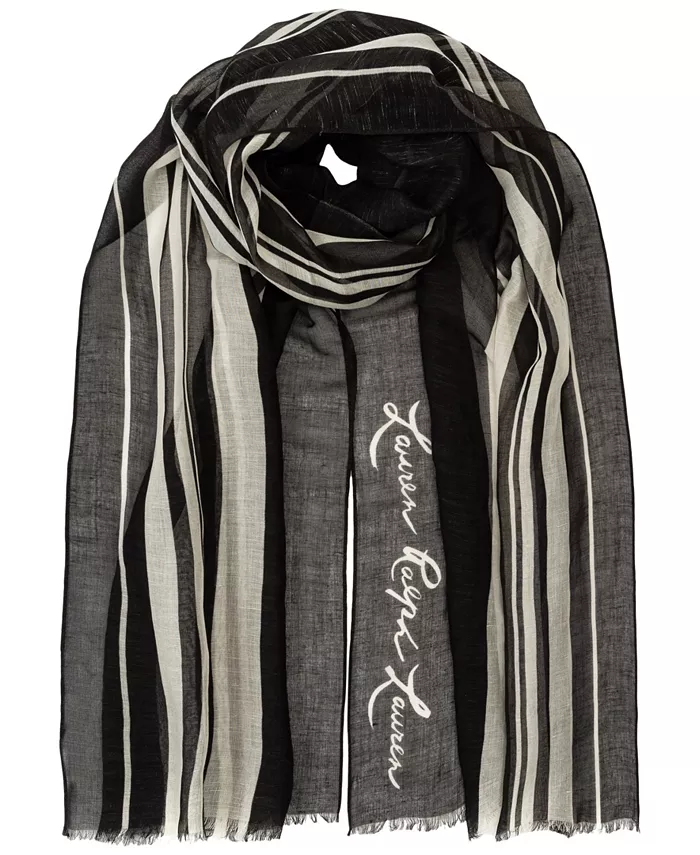 

Шарф Stripe Wrap Lauren Ralph Lauren, черный