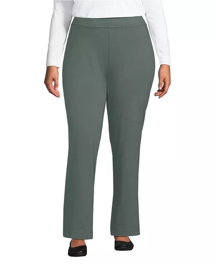 

Женские брюки Starfish Plus Size со средней посадкой, прямые, с эластичной резинкой на талии Lands' End, зеленый