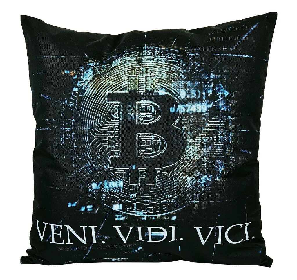 

JACK 1x уличная двусторонняя подушка 50x50 см Bitcoin Logo BTC Crypto Black Veni Vidi Vici Водонепроницаемая подушка для сиденья с цифровым принтом