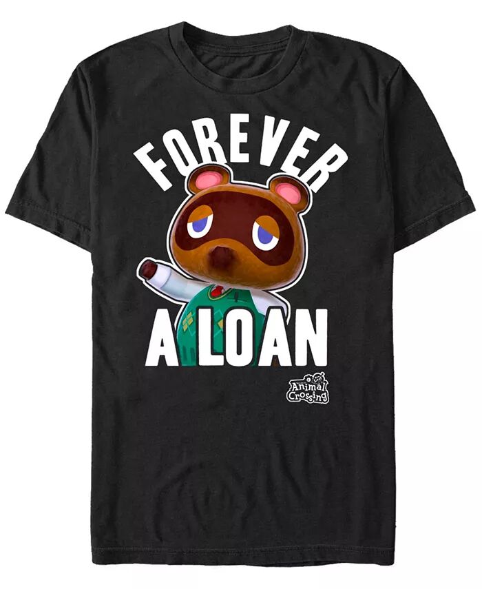 

Мужская футболка Nintendo Animal Crossing Tom Nook Forever A Loan с коротким рукавом Fifth Sun, черный