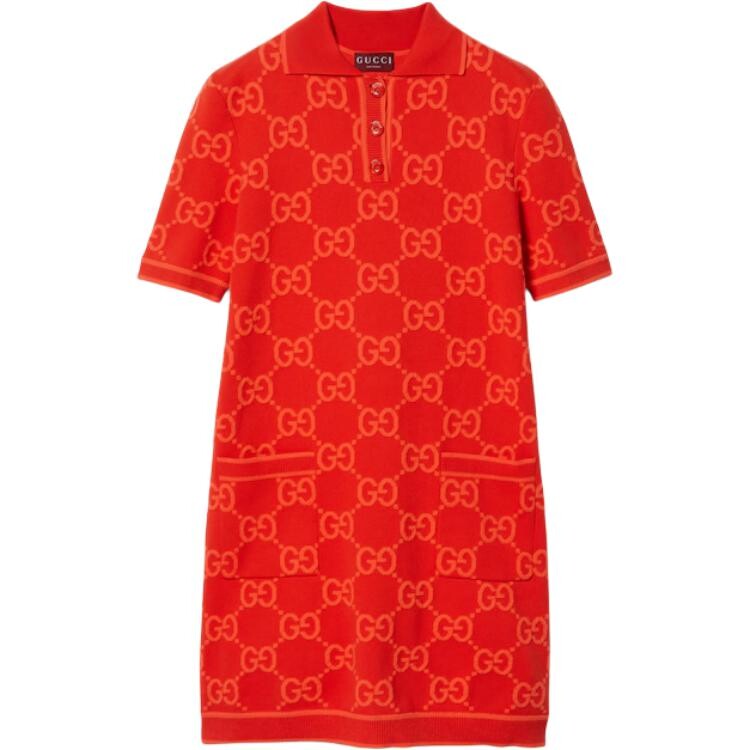 

Платье с короткими рукавами женское красное Gucci