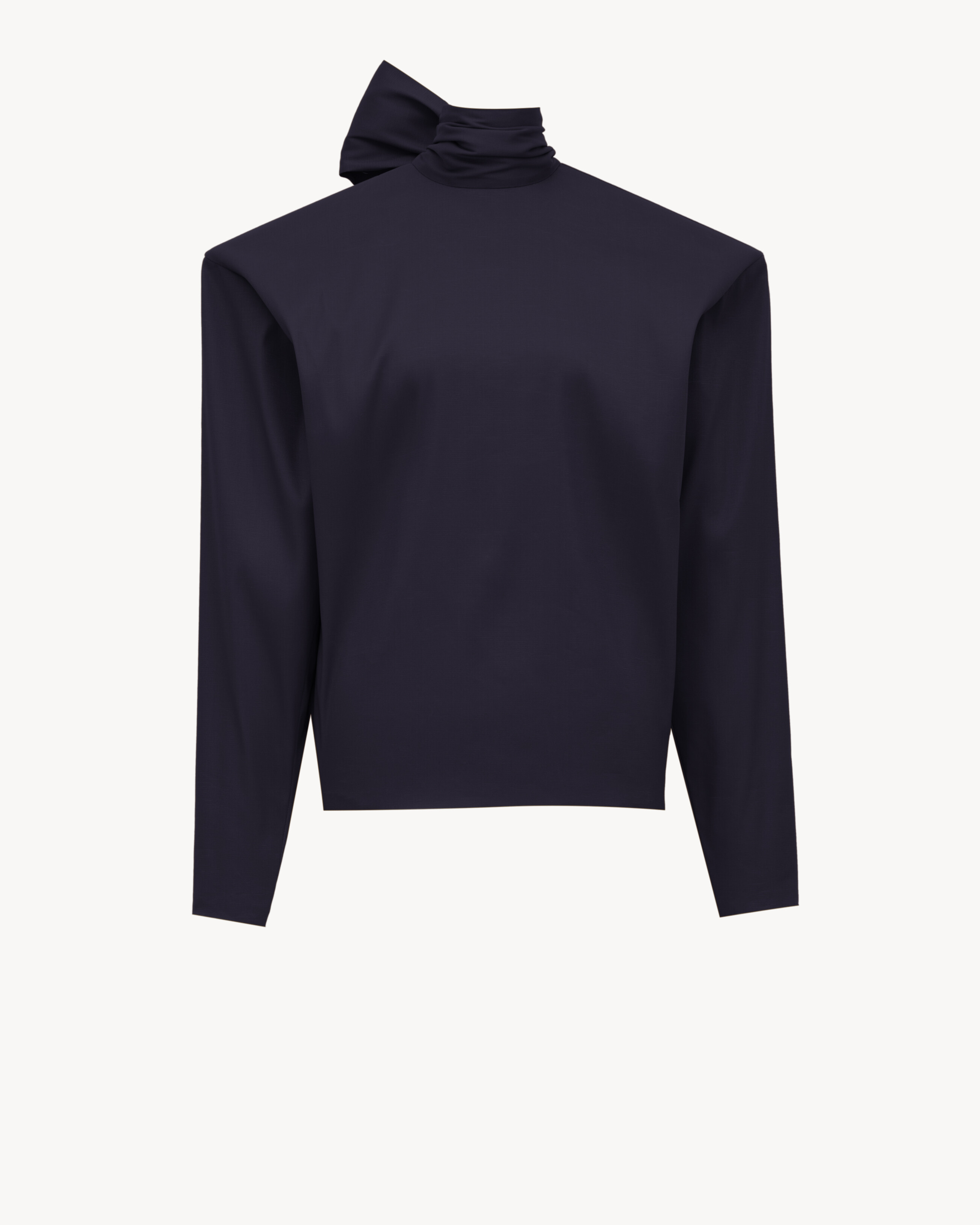 

Короткий топ свободного кроя с жабо из органзы Saint Laurent, синий