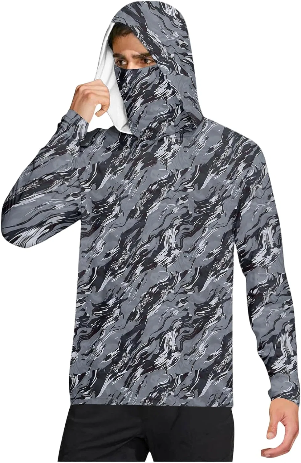 Мужской активный худи с защитой UPF 50+, бренд Generic, цвет 01-dark Gray