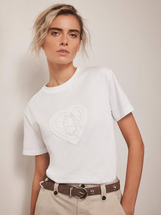 

Хлопковая футболка с вязаным сердцем Mint Velvet