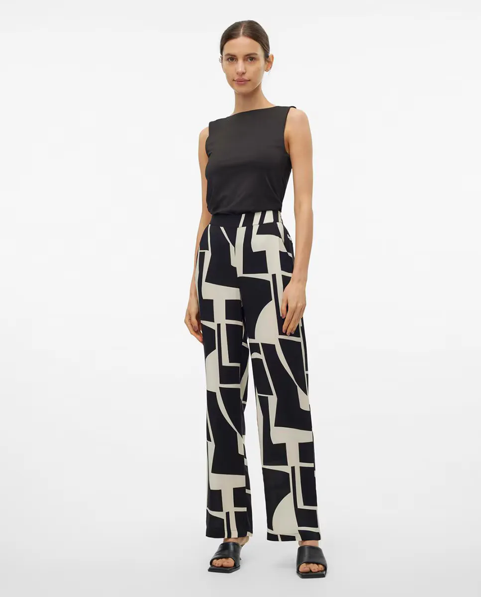 

Струящиеся женские брюки с принтом Vero Moda, белый