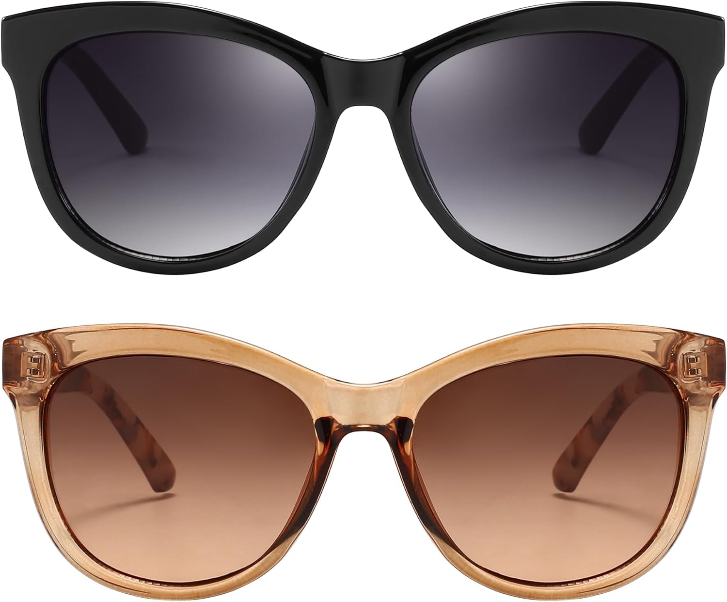 

Классические модные солнцезащитные очки для женщин и мужчин, большие круглые солнцезащитные очки «кошачий глаз», защита от УФ-излучения, градиентные линзы WENLCCK, Black/Brown