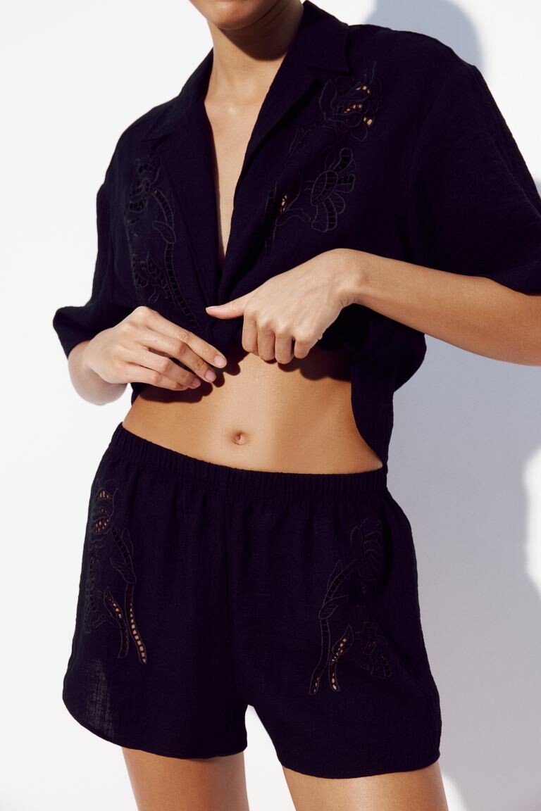 

Пляжные шорты с английской вышивкой H&M, черный