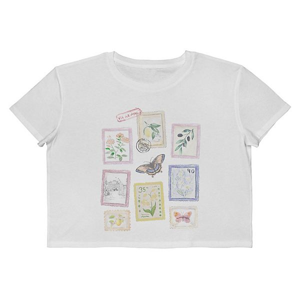 

Футболка Juniors' Grayson Threads The Label с принтом floral stamps collage Unbranded