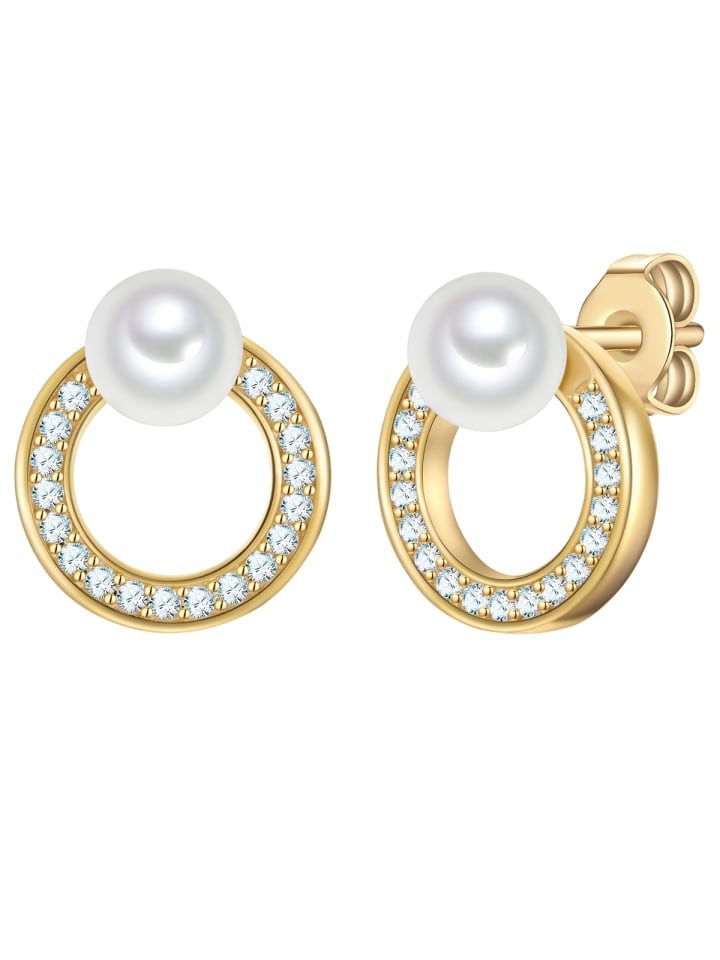 

Rafaela Donata Серьги из стерлингового серебра с кубическим цирконием и жемчужиной в оправе из желтого золота