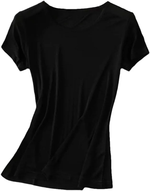 

Женская футболка из натурального шелка с коротким рукавом