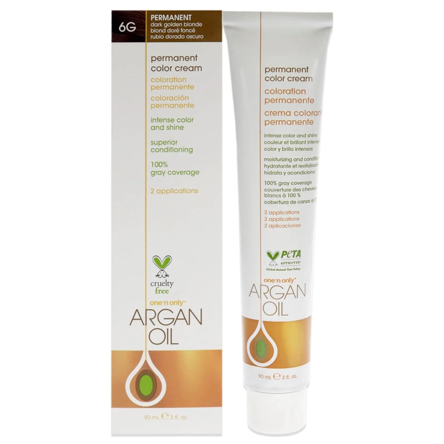 One N' Only Permanent Hair Color - стойкая краска для волос с аргановым маслом, насыщенные тона и маскировка седины, увлажняет и укрепляет, 6G Dark Golden Blonde (85 г) One 'N Only, 6G Dark Golden Blonde