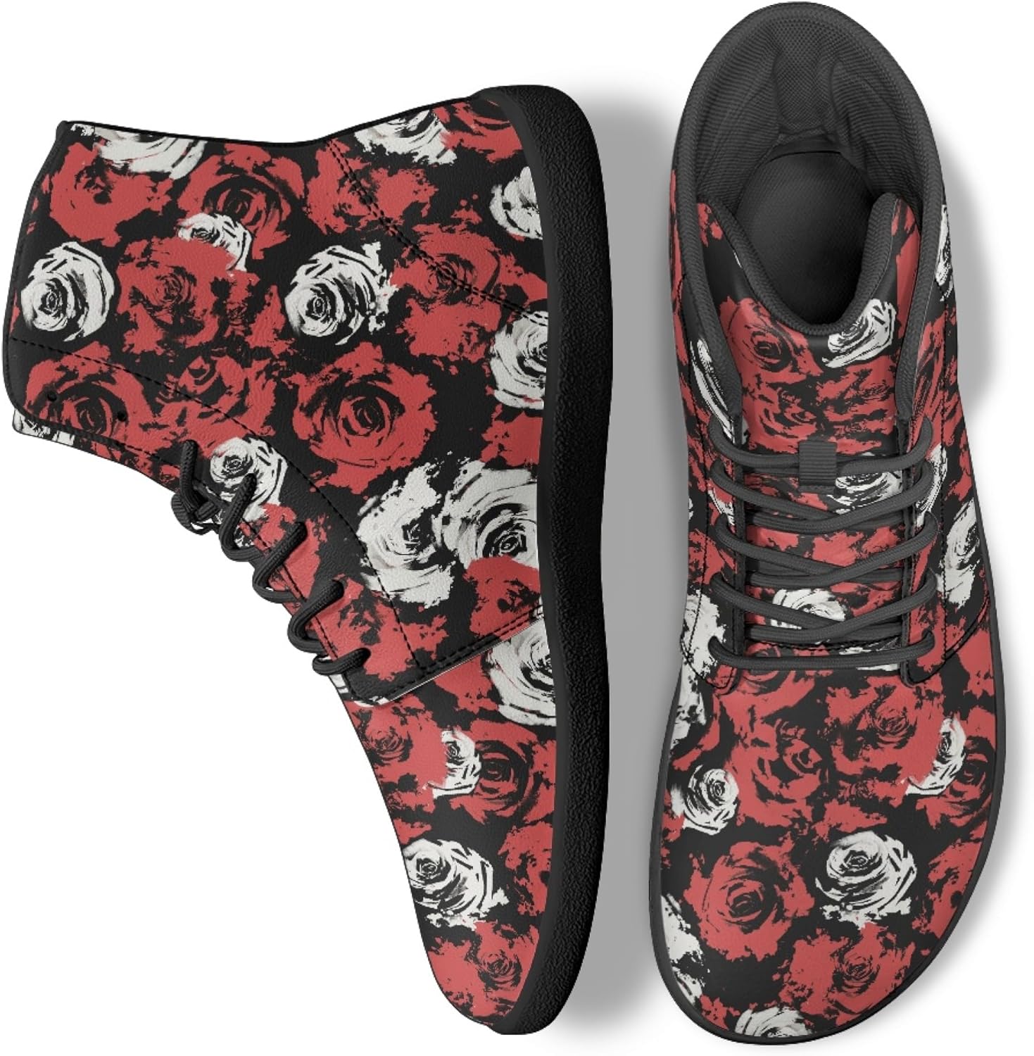 

Стильные высокие кроссовки из PU-кожи с принтом для мужчин и женщин, босоногого типа Arleeorkee, Retro Rose