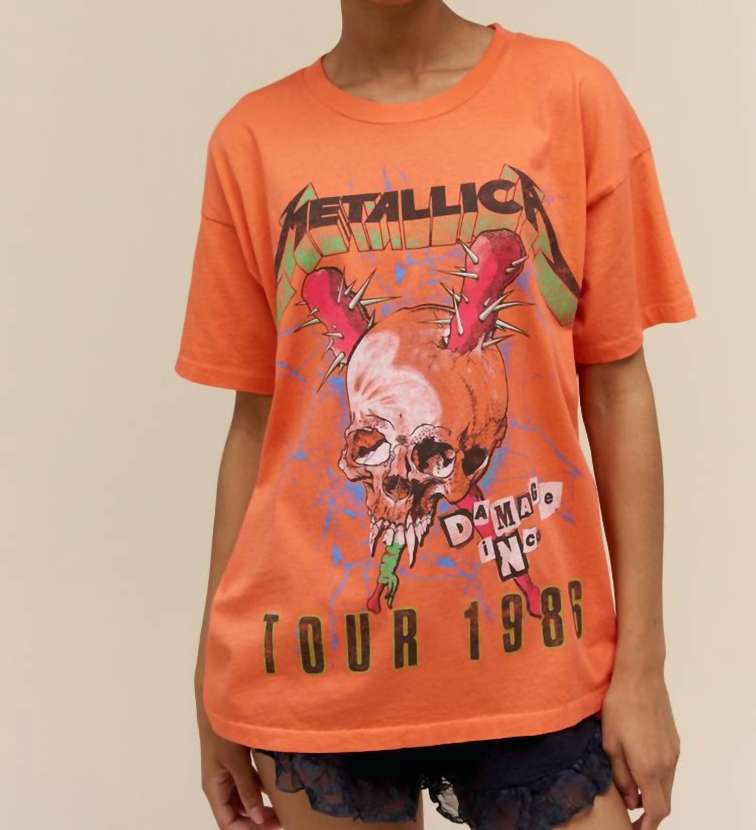 

Футболка Metallica Damage Inc Tour 1986 Merch в цвете Coral Sunset DAYDREAMER