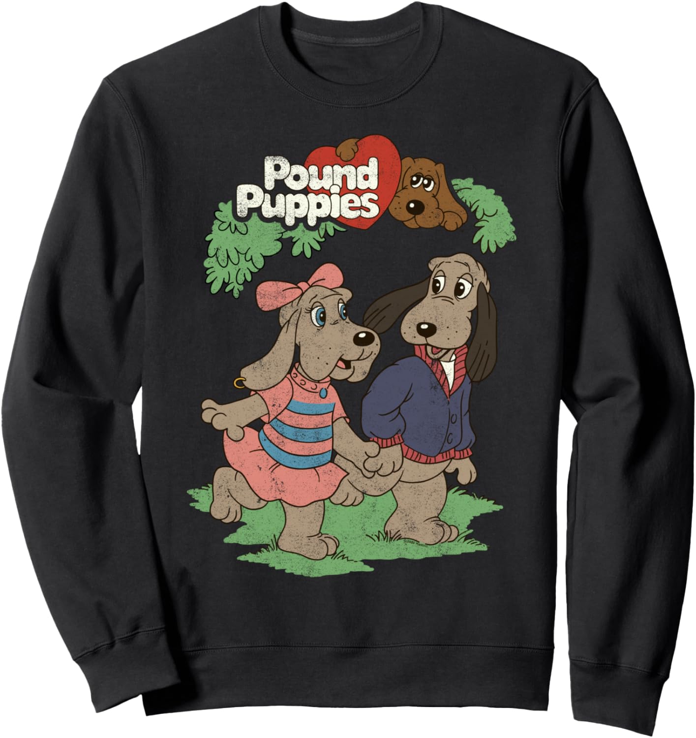 

Толстовка с изображением пары щенков из мультфильма «Pound Puppies», черная, Черный, Толстовка с изображением пары щенков из мультфильма «Pound Puppies», черная