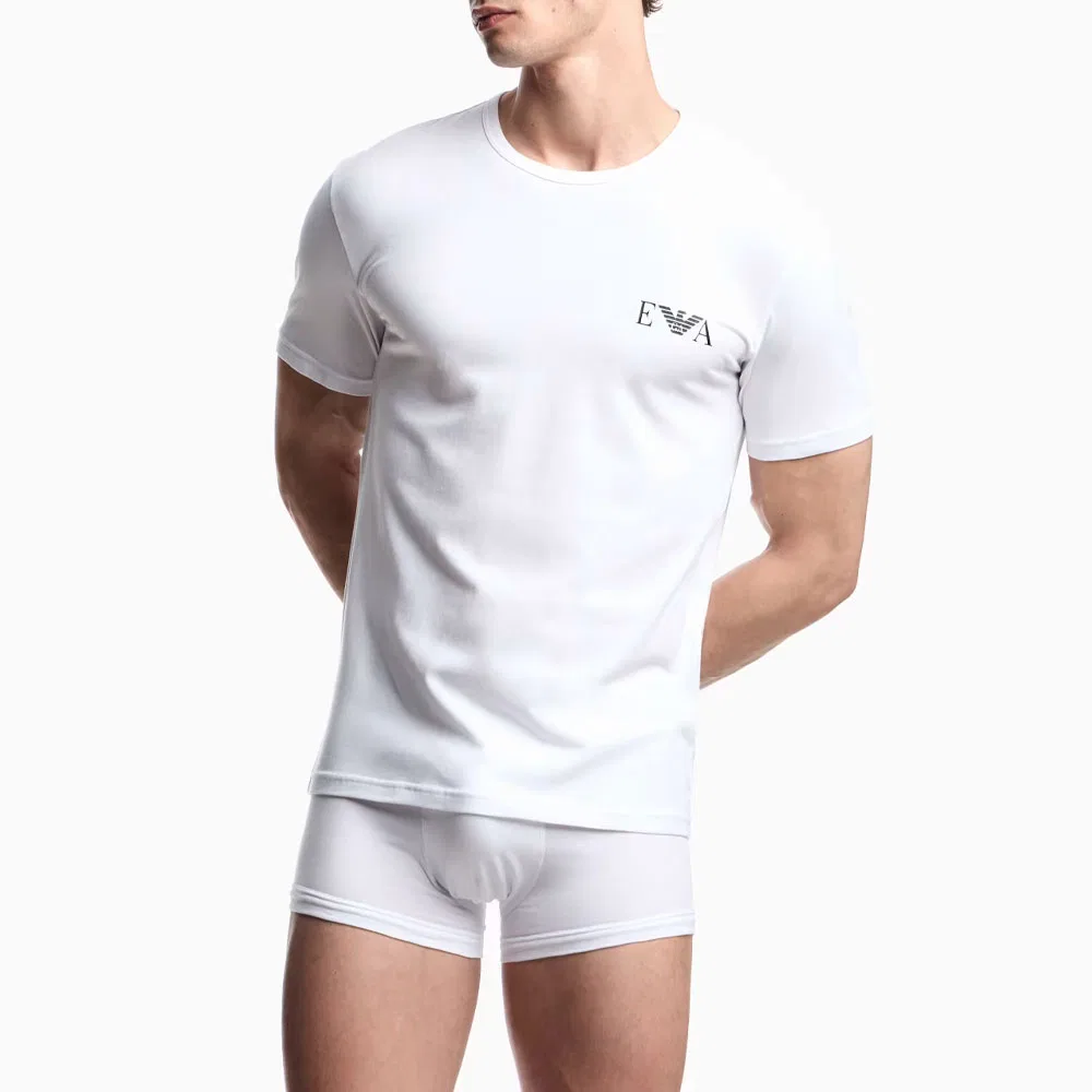 Комплект из 2 облегающих футболок для отдыха из стрейч-джерси EMPORIO ARMANI, White — фото 2
