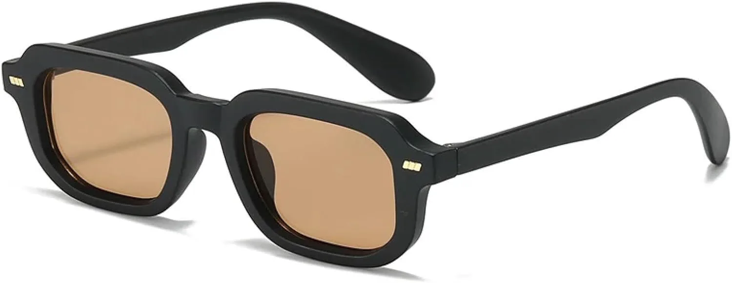 

Модные маленькие женские солнцезащитные очки в стиле ретро с заклепками, мужские сине-зеленые солнцезащитные очки с защитой от УФ-излучения UV400 TKKTLLT, Black Tea