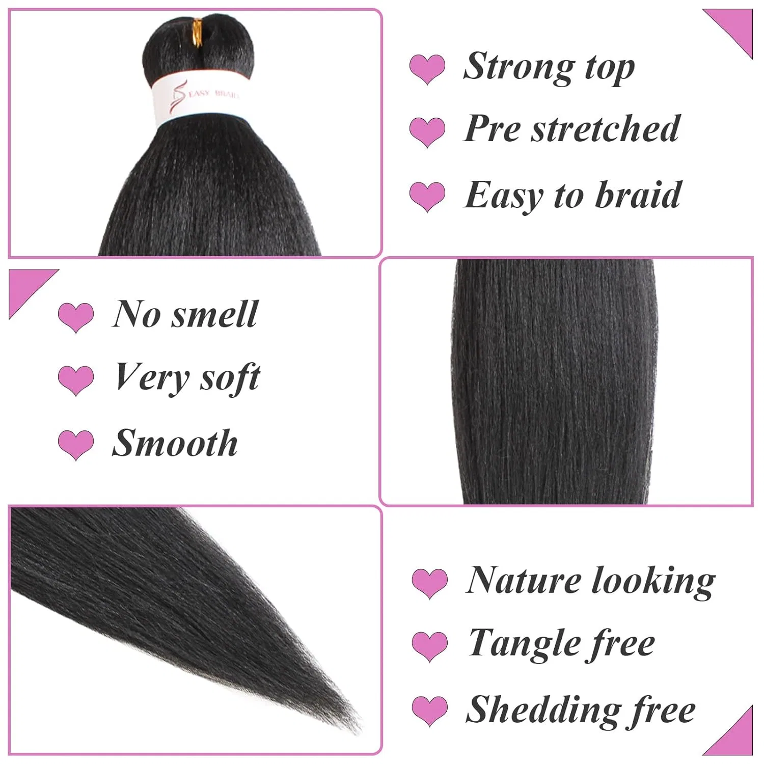 Искусственные волосы для плетения Pre Stretched Braiding Hair 30 дюймов, 6 упаковок Samtress, #1B/27/613 — фото 3