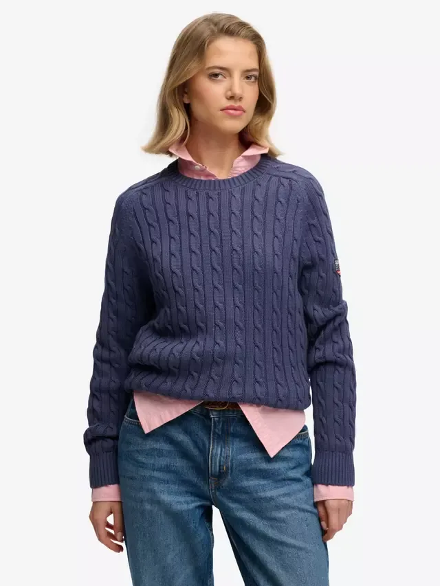 Свободный вязаный джемпер крупной вязки, мягкий темно-синий Superdry