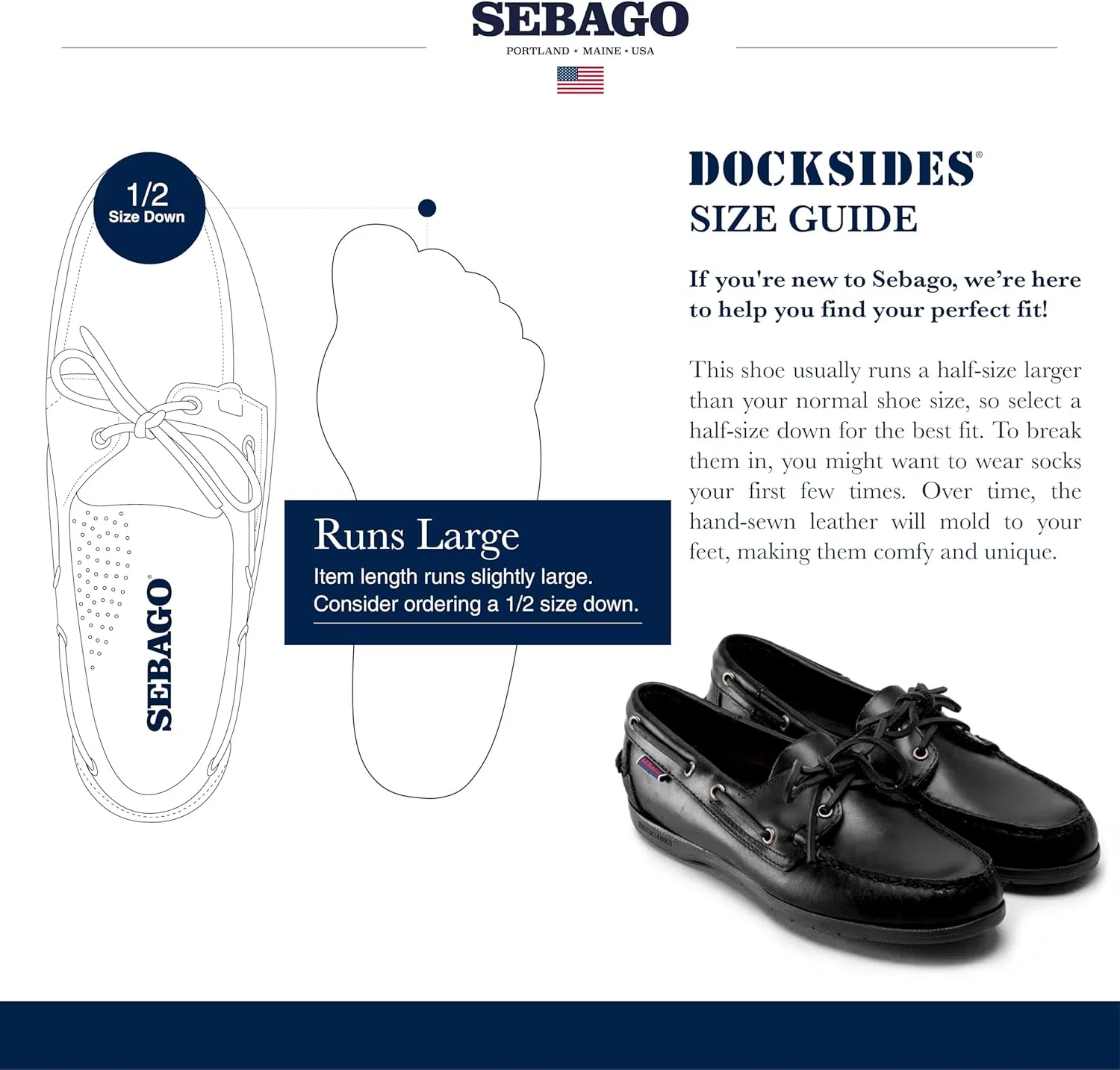 Мокасины водонепроницаемые Sebago, черный — фото 4